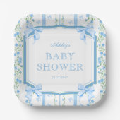 Blue Bow Boy Baby Dusche Pappteller (Vorderseite)
