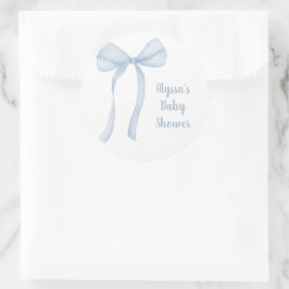 Blue Bow Boy Baby Dusche Runder Aufkleber