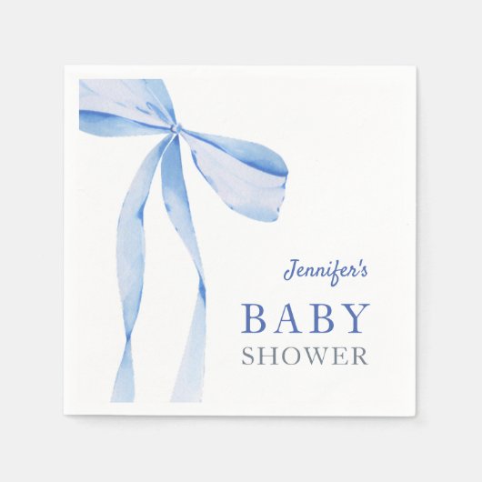 Blue Bow Boy Baby Dusche Serviette (Vorderseite)