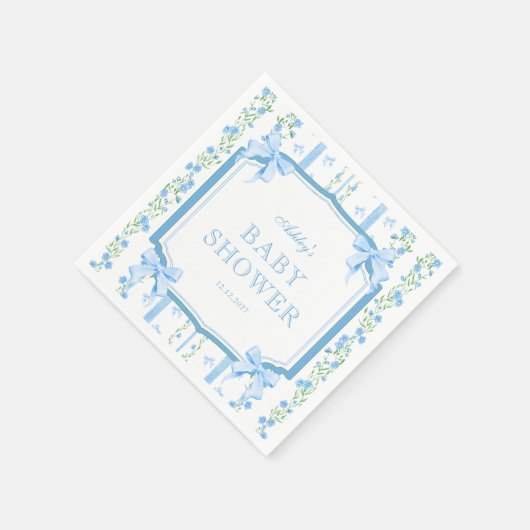 Blue Bow Boy Baby Dusche Serviette (Ecke)