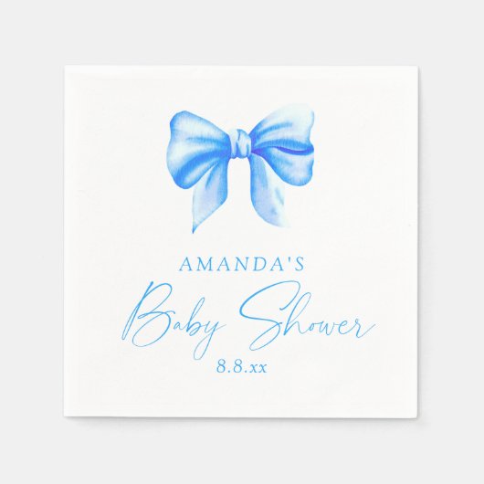 Blue Bow Boy Baby Dusche Serviette (Vorderseite)