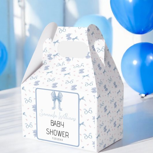 Blue Bow Boy Baby Dusche Wasserfarbe Geschenkschachtel