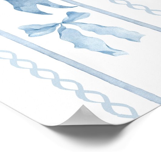 Blue Bow Boy Baby Dusche Willkommen Poster (Ecke)