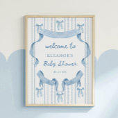 Blue Bow Boy Baby Dusche Willkommen Poster