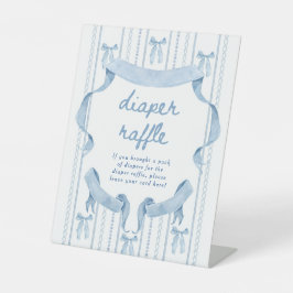 Blue Bow Boy Baby Dusche Windeln Raffle Schild