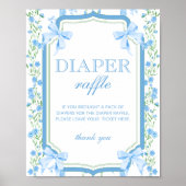 Blue Bow Boy Baby Dusche Windelwanne Raffel Poster (Vorne)