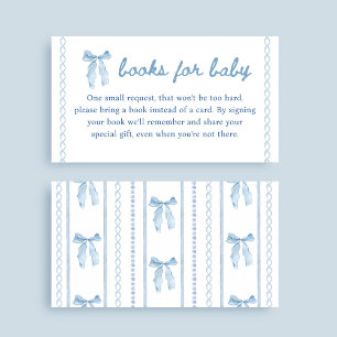 Blue Bow Boy Baby Showbücher für Baby Begleitkarte