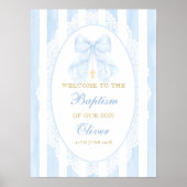 Blue Bow Boy Baptism Welcome Poster (Vorne)