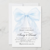 Blue Bow boy Modern Baby Shower  Einladung (Vorderseite)