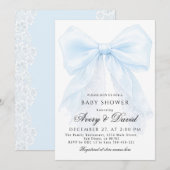 Blue Bow boy Modern Baby Shower  Einladung (Vorne/Hinten)