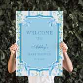 Blue Bow Boy Shabby Chic Baby Dusche Willkommen Poster