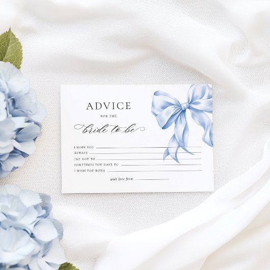Blue Bow Brautparty Advertising Card Begleitkarte