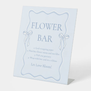 Blue Bow Brautparty Blume Bar Sockelschild