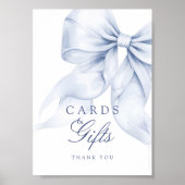 Blue Bow Brautparty Cards & Gifts Table Sign Poster (Vorne)