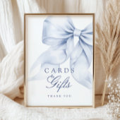 Blue Bow Brautparty Cards & Gifts Table Sign Poster