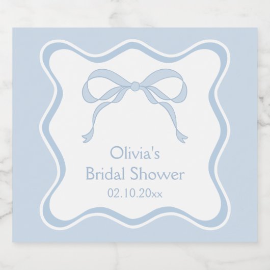 Blue Bow Brautparty Champagne Schaumweinetikett (Einzelnes Label)