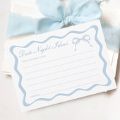 Blue Bow Brautparty Date Night Idecard Einladung