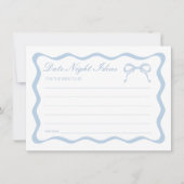 Blue Bow Brautparty Date Night Idecard Einladung (Vorderseite)