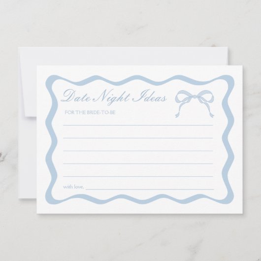 Blue Bow Brautparty Date Night Idecard Einladung (Vorderseite)
