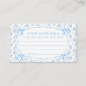 Blue Bow Brautparty Date Night Ideen Begleitkarte (Vorderseite)