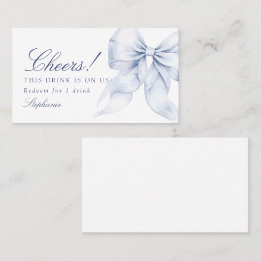 Blue Bow Brautparty Drink Ticket (Vorne/Hinten)