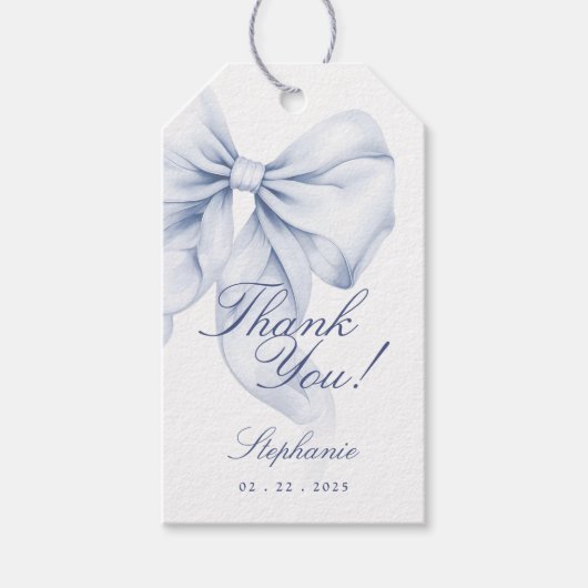 Blue Bow Brautparty Geschenkanhänger (Vorderseite)