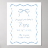 Blue Bow Brautparty Guess Wie viele Kisses Game Poster (Vorne)