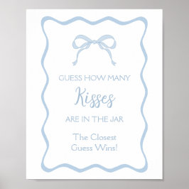 Blue Bow Brautparty Guess Wie viele Kisses Game Poster