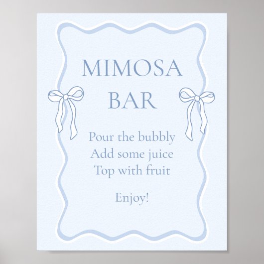 Blue Bow Brautparty Mimosa Bar Poster (Vorne)