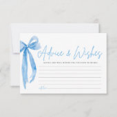 Blue Bow Brautparty Ratschläge & Wünsche Karte (Vorderseite)