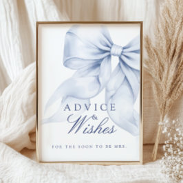 Blue Bow Brautparty Ratschläge & Wünsche Tabellenz Poster