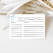 Blue Bow Brautparty Rezept Card Begleitkarte