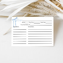 Blue Bow Brautparty Rezept Card