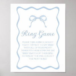 Blue Bow Brautparty Ring Game Poster