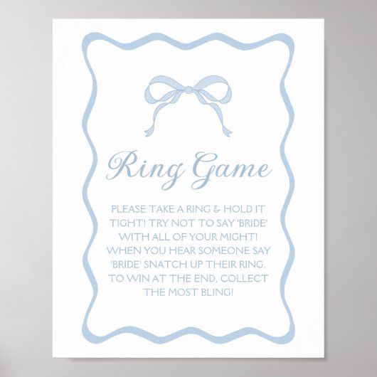 Blue Bow Brautparty Ring Game Poster (Vorne)