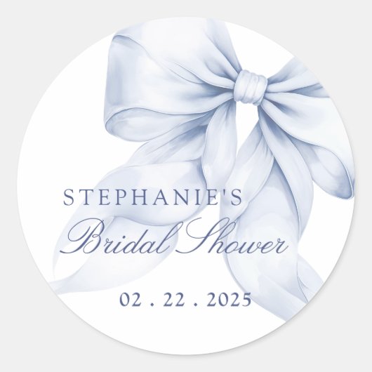 Blue Bow Brautparty Runder Aufkleber (Vorderseite)
