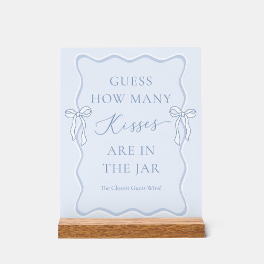 Blue Bow Brautparty schätzt wie viele Küsse Acrylschild (Vorderseite)