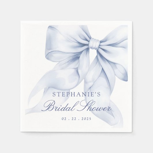 Blue Bow Brautparty Serviette (Vorderseite)