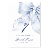 Blue Bow Brautparty Tischnummer (Vorderseite)
