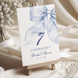 Blue Bow Brautparty Tischnummer