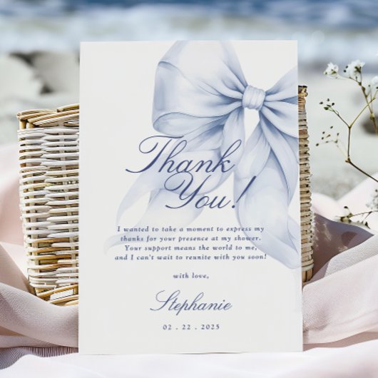 Blue Bow Brautparty Vielen Dank Karte