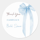 Blue Bow Brautparty Vielen Dank Runder Aufkleber (Vorderseite)