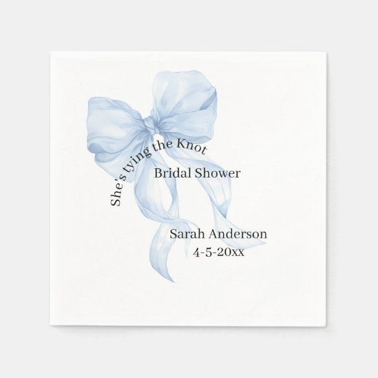 Blue Bow Bridal Shower Napkins Serviette (Vorderseite)