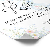 Blue Bow Butterfly Baby Shower Diaper Raffle Poster (Ecke)