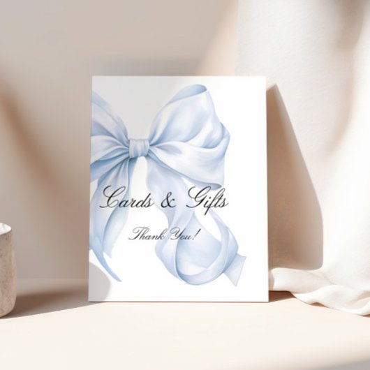 Blue Bow Cards and Gifts Sign, Coquette Bow Poster