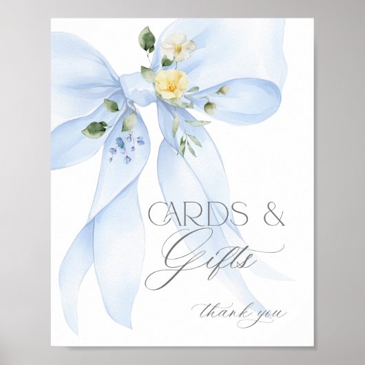 Blue Bow Cards und Geschenke Girl Dusche Poster (Vorne)