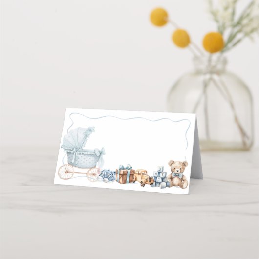 Blue Bow Carriage Baby Shower Appointment Card Terminkarte (Rückseite)