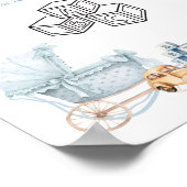 Blue Bow Carriage Baby Shower Decorate Block Sign Poster (Ecke)