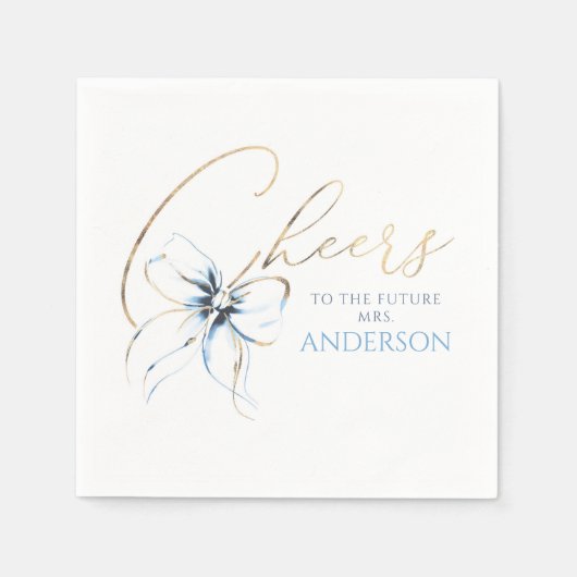 Blue Bow Cheers To The Future Mrs Bridal Shower Serviette (Vorderseite)