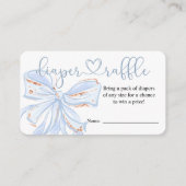 Blue Bow Chic Boy Baby Dusche Windeln Raffenkarte Begleitkarte (Vorderseite)